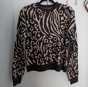 Animal Print Sweater - Black and Tan Cheetah